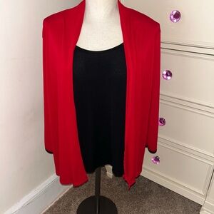 Red & Black Open Front Women's Sweater 2 Piece